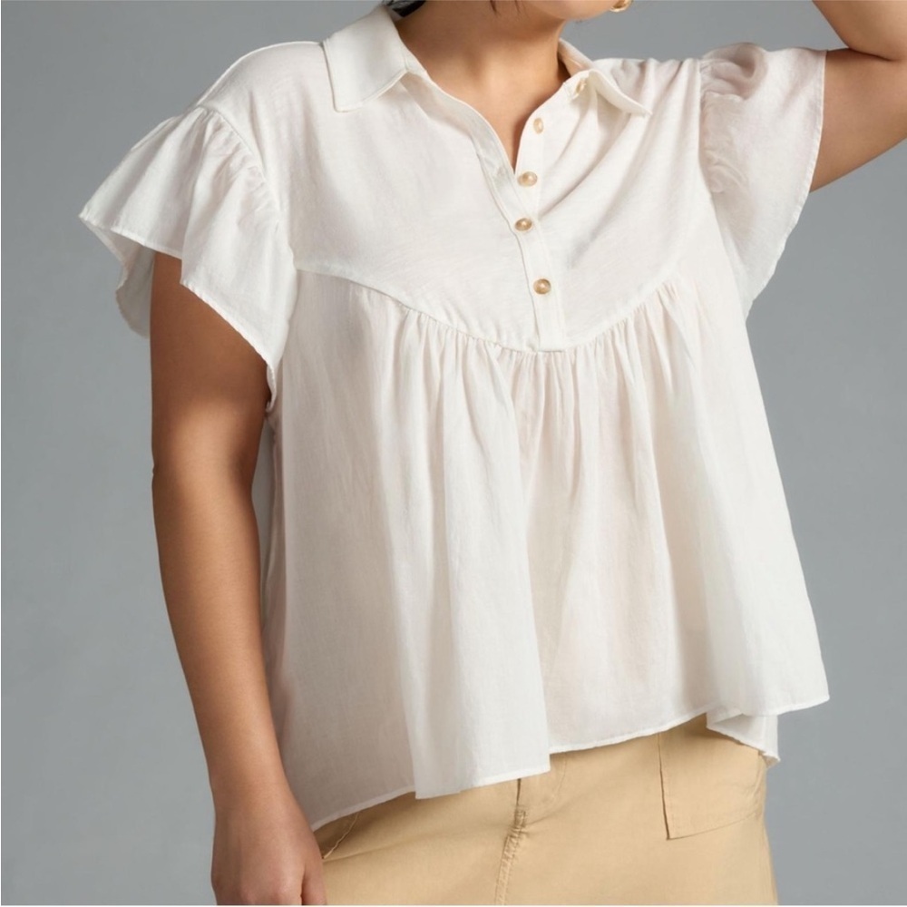 ✨ NWT Pilcro Flutter Sleeve Babydoll Top - Anthropologie Size XS ✨